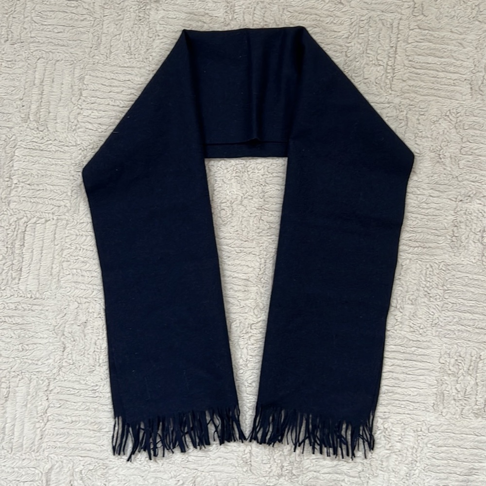Pendleton 100% Wool Scarf, Solid Navy Blue With F… - image 3